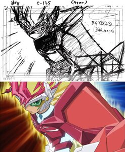 Rating: Safe Score: 6 Tags: artist_unknown genga genga_comparison production_materials yu-gi-oh! yu-gi-oh!_zexal User: Thac42